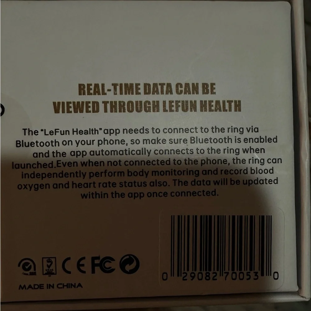 Health ring tracker, size 6, in black